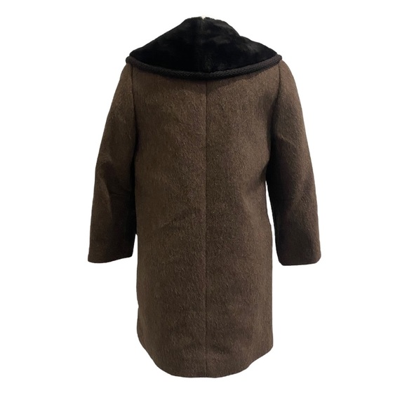 VINTAGE no brand "wool" warm thick material brown faux fur jacket Coat sz S/M - Picture 4 of 9
